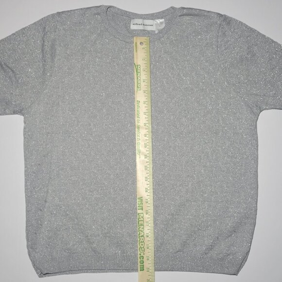 Alfred Dunner Womens Silver Sparkle Short Sleeve Sweater Blouse Size Large - Picture 11 of 12